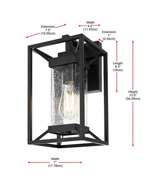 Elegant Lighting Willington 7 inch Outdoor Pendant in Black Model: OD329W14BK