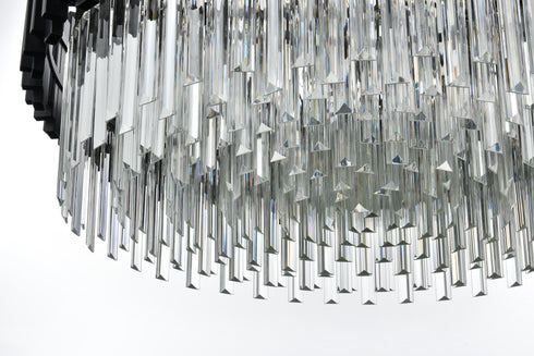 Elegant Lighting Willow 10 Light Pendant D32 Inch H14 Inch L11 Black in Black and Clear Finish Model: 3400D32BK