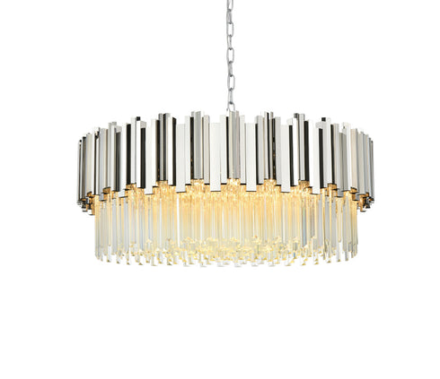 Elegant Lighting Willow 10 Light Pendant D32 Inch H14 Inch L11 Chrome in Chrome and Clear Finish Model: 3400D32C