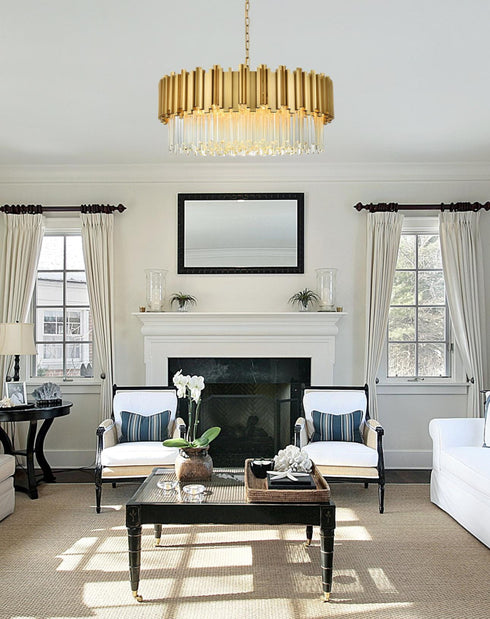 Elegant Lighting Willow 10 Light Pendant D32 Inch H14 Inch L11 Satin Gold in Satin Gold and Clear Finish Model: 3400D32SG