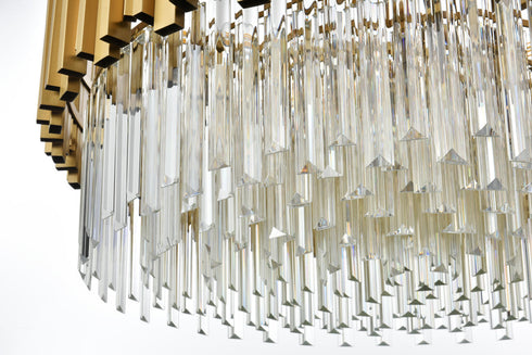 Elegant Lighting Willow 10 Light Pendant D32 Inch H14 Inch L11 Satin Gold in Satin Gold and Clear Finish Model: 3400D32SG