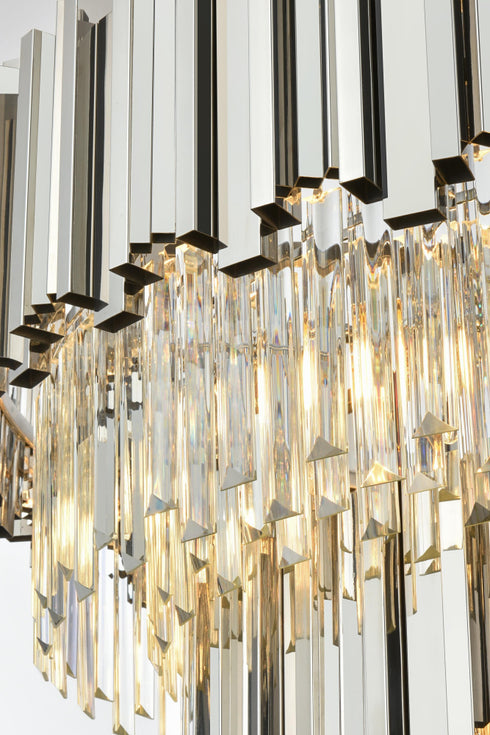 Elegant Lighting Willow 12 Light Pendant D32 Inch H19 Inch L12 Chrome in Chrome and Clear Finish Model: 3400G32C