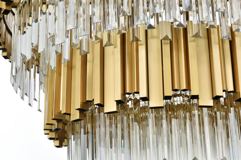 Elegant Lighting Willow 12 Light Pendant D32 Inch H19 Inch L12 Satin Gold in Satin Gold and Clear Finish Model: 3400G32SG