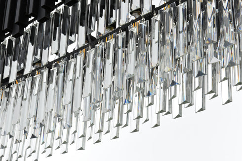 Elegant Lighting Willow 12 Light Pendant L47 Inch W14 Inch H14 Inch L12 Black in Black and Clear Finish Model: 3401G47BK