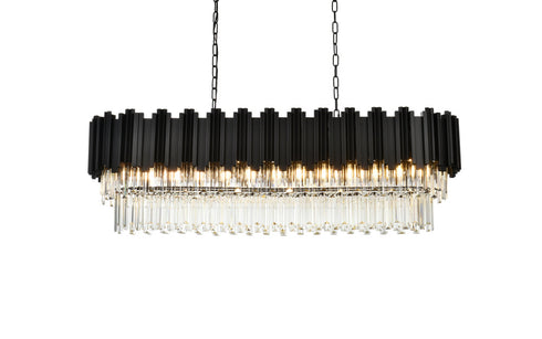 Elegant Lighting Willow 12 Light Pendant L47 Inch W14 Inch H14 Inch L12 Black in Black and Clear Finish Model: 3401G47BK