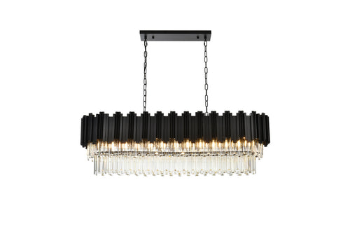 Elegant Lighting Willow 12 Light Pendant L47 Inch W14 Inch H14 Inch L12 Black in Black and Clear Finish Model: 3401G47BK