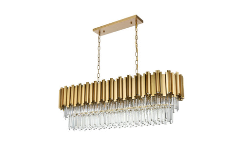 Elegant Lighting Willow 12 Light Pendant L47 Inch W14 Inch H14 Inch L12 Satin Gold in Satin Gold and Clear Finish Model: 3401G47SG