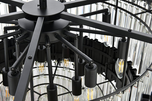 Elegant Lighting Willow 16 Light Pendant D40 Inch H19 Inch L16 Black in Black and Clear Finish Model: 3400G40BK