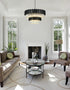 Elegant Lighting Willow 16 Light Pendant D40 Inch H19 Inch L16 Black in Black and Clear Finish Model: 3400G40BK