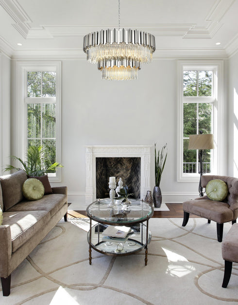 Elegant Lighting Willow 16 Light Pendant D40 Inch H19 Inch L16 Chrome in Chrome and Clear Finish Model: 3400G40C