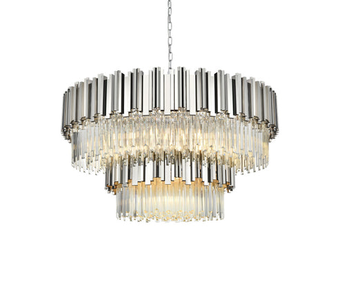 Elegant Lighting Willow 16 Light Pendant D40 Inch H19 Inch L16 Chrome in Chrome and Clear Finish Model: 3400G40C