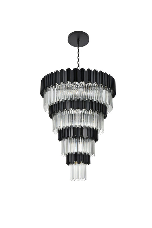 Elegant Lighting Willow 27 Light Pendant D40 Inch H59 Inch L29 Black in Black and Clear Finish Model: 3400GR40BK