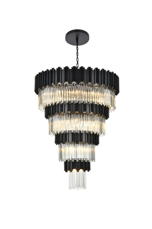 Elegant Lighting Willow 27 Light Pendant D40 Inch H59 Inch L29 Black in Black and Clear Finish Model: 3400GR40BK