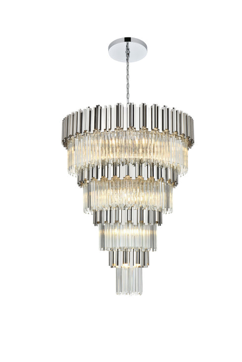 Elegant Lighting Willow 27 Light Pendant D40 Inch H59 Inch L29 Chrome in Chrome and Clear Finish Model: 3400GR40C