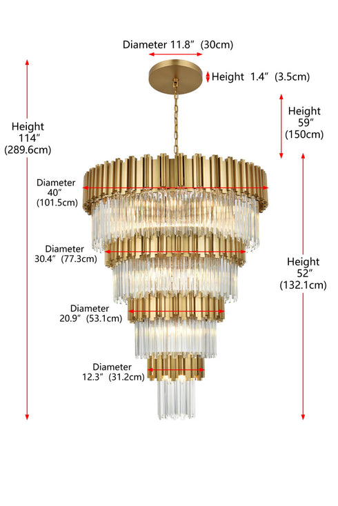 Elegant Lighting Willow 27 Light Pendant D40 Inch H59 Inch L29 Satin Gold in Satin Gold and Clear Finish Model: 3400GR40SG