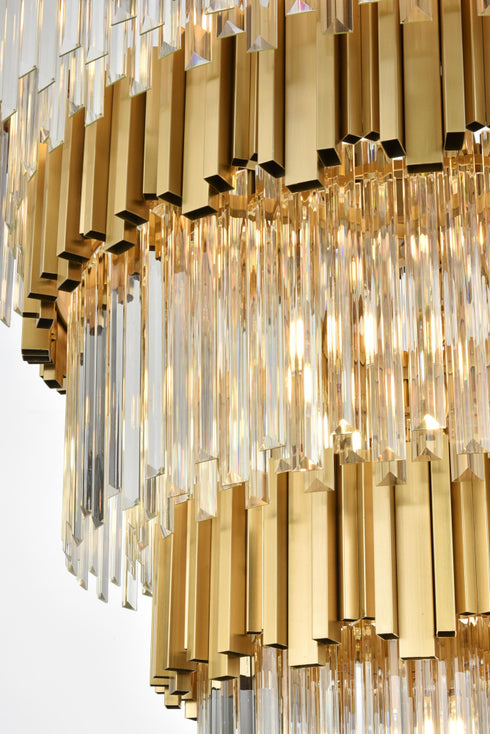 Elegant Lighting Willow 27 Light Pendant D40 Inch H59 Inch L29 Satin Gold in Satin Gold and Clear Finish Model: 3400GR40SG