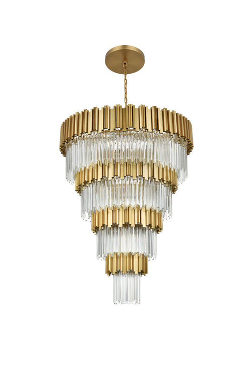 Elegant Lighting Willow 27 Light Pendant D40 Inch H59 Inch L29 Satin Gold in Satin Gold and Clear Finish Model: 3400GR40SG