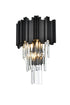 Elegant Lighting Willow 3 Light Wall Sconce W12 Inch H18 Inch L2 Black in Black and Clear Finish Model: 3400W12BK