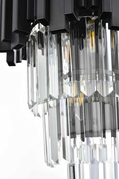 Elegant Lighting Willow 3 Light Wall Sconce W12 Inch H18 Inch L2 Black in Black and Clear Finish Model: 3400W12BK