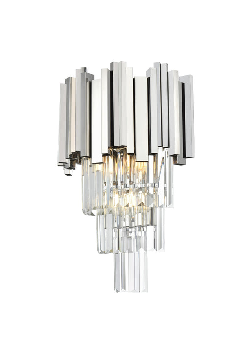 Elegant Lighting Willow 3 Light Wall Sconce W12 Inch H18 Inch L2 Chrome in Chrome and Clear Finish Model: 3400W12C