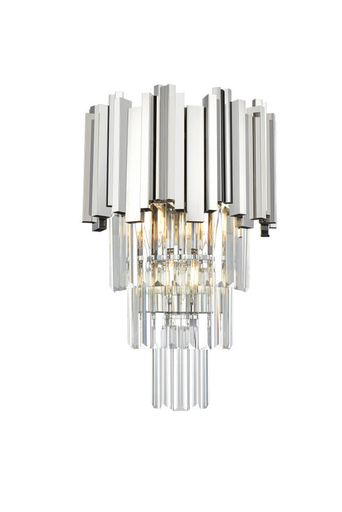 Elegant Lighting Willow 3 Light Wall Sconce W12 Inch H18 Inch L2 Chrome in Chrome and Clear Finish Model: 3400W12C