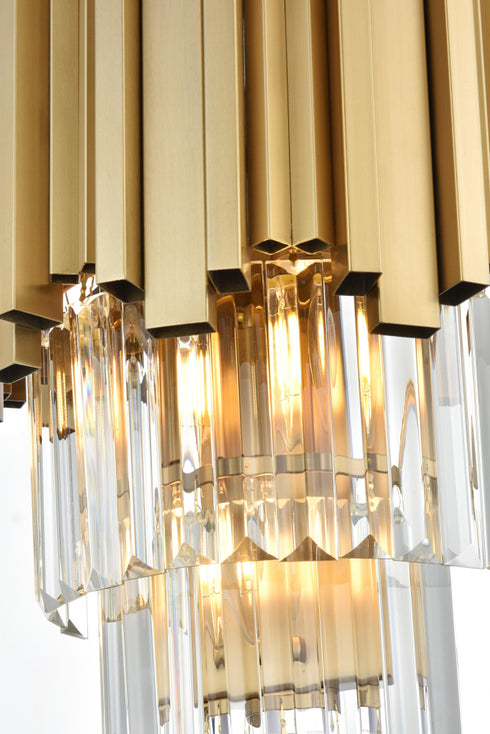 Elegant Lighting Willow 3 Light Wall Sconce W12 Inch H18 Inch L2 Satin Gold in Satin Gold and Clear Finish Model: 3400W12SG