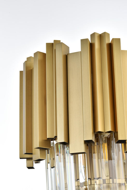 Elegant Lighting Willow 3 Light Wall Sconce W12 Inch H18 Inch L2 Satin Gold in Satin Gold and Clear Finish Model: 3400W12SG