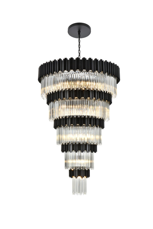 Elegant Lighting Willow 39 Light Pendant D48 Inch H79 Inch L45 Black in Black and Clear Finish Model: 3400GR48BK
