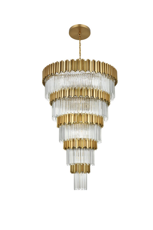 Elegant Lighting Willow 39 Light Pendant D48 Inch H79 Inch L45 Satin Gold in Satin Gold and Clear Finish Model: 3400GR48SG