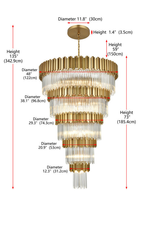 Elegant Lighting Willow 39 Light Pendant D48 Inch H79 Inch L45 Satin Gold in Satin Gold and Clear Finish Model: 3400GR48SG