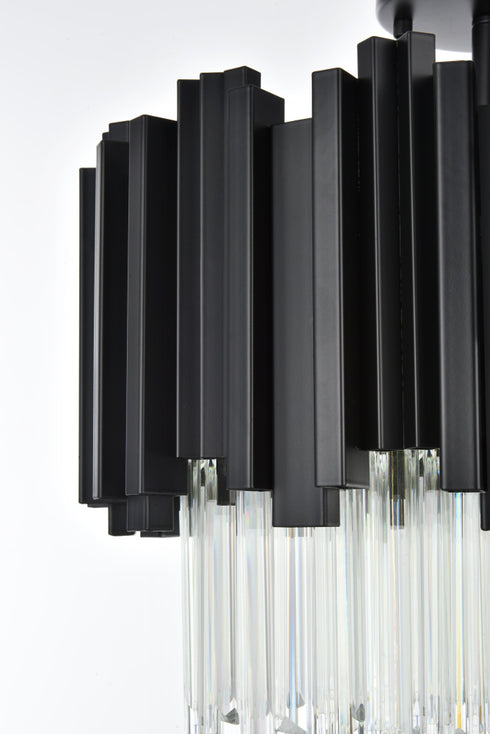 Elegant Lighting Willow 4 Light Flush Mount D16 Inch Black in Black and Clear Finish Model: 3400F16BK