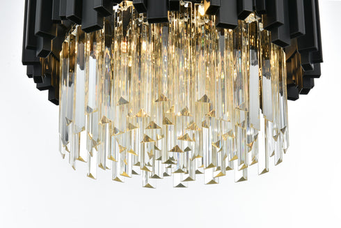Elegant Lighting Willow 4 Light Flush Mount D16 Inch Black in Black and Clear Finish Model: 3400F16BK