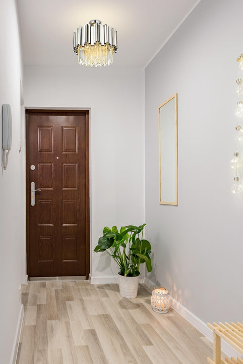 Elegant Lighting Willow 4 Light Flush Mount D16 Inch Chrome in Chrome and Clear Finish Model: 3400F16C