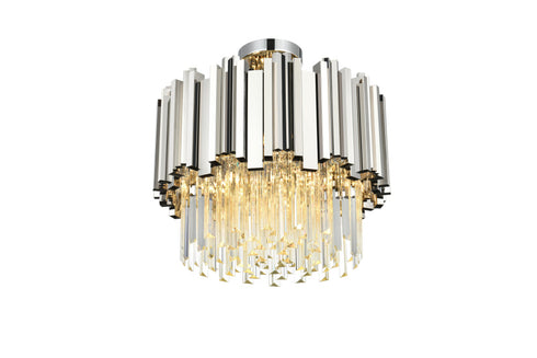 Elegant Lighting Willow 4 Light Flush Mount D16 Inch Chrome in Chrome and Clear Finish Model: 3400F16C