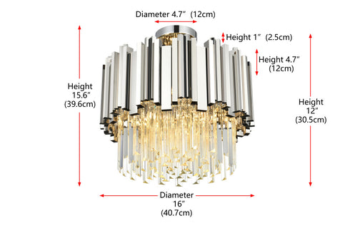 Elegant Lighting Willow 4 Light Flush Mount D16 Inch Chrome in Chrome and Clear Finish Model: 3400F16C