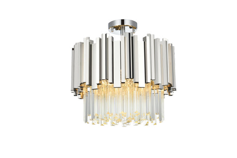 Elegant Lighting Willow 4 Light Flush Mount D16 Inch Chrome in Chrome and Clear Finish Model: 3400F16C