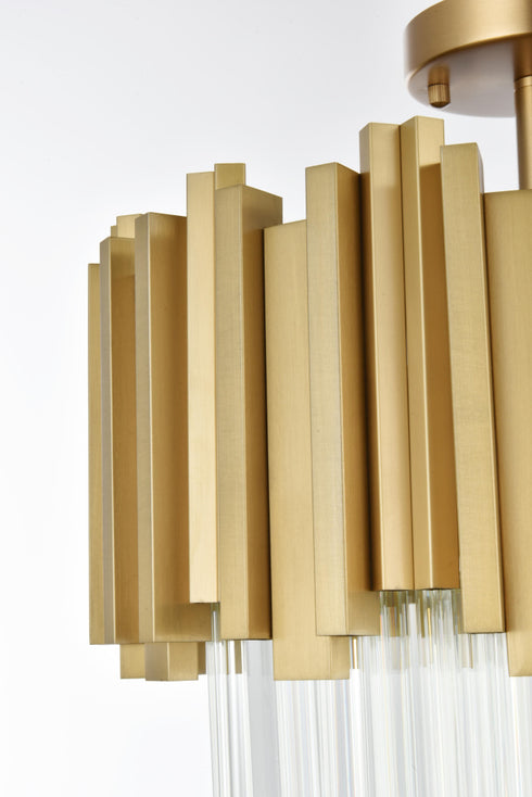 Elegant Lighting Willow 4 Light Flush Mount D16 Inch Satin Gold in Satin Gold and Clear Finish Model: 3400F16SG