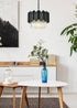 Elegant Lighting Willow 4 Light Pendant D16 Inch H14 Inch L3 Black in Black and Clear Finish Model: 3400D16BK