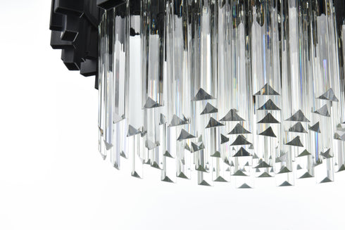Elegant Lighting Willow 4 Light Pendant D16 Inch H14 Inch L3 Black in Black and Clear Finish Model: 3400D16BK