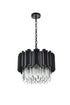 Elegant Lighting Willow 4 Light Pendant D16 Inch H14 Inch L3 Black in Black and Clear Finish Model: 3400D16BK