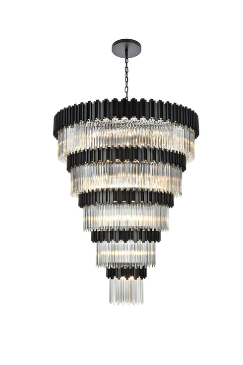 Elegant Lighting Willow 43 Light Pendant D59 Inch H79 Inch L45 Black in Black and Clear Finish Model: 3400GR59BK