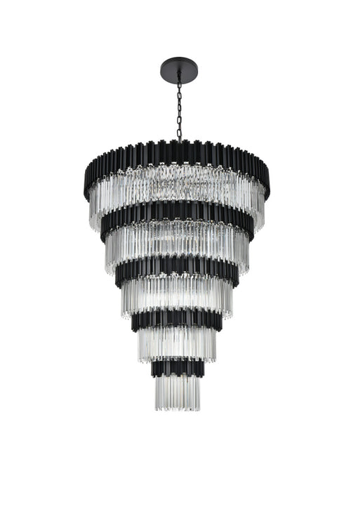 Elegant Lighting Willow 43 Light Pendant D59 Inch H79 Inch L45 Black in Black and Clear Finish Model: 3400GR59BK