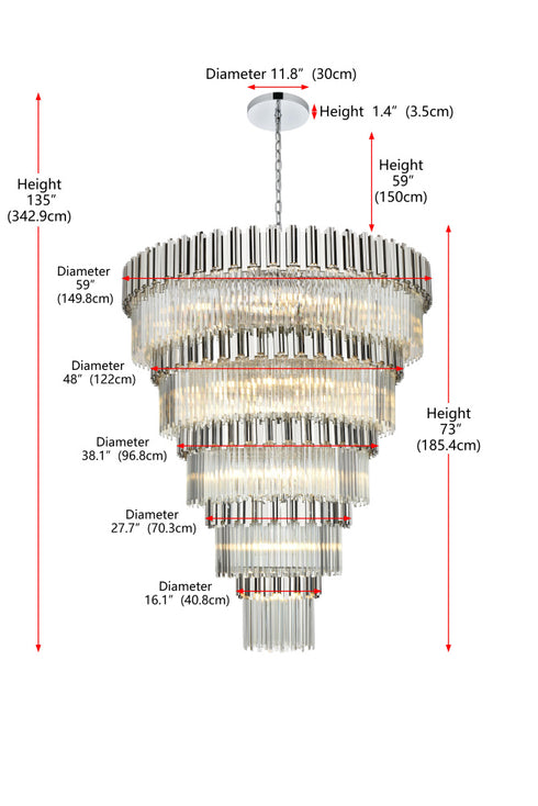 Elegant Lighting Willow 43 Light Pendant D59 Inch H79 Inch L45 Chrome in Chrome and Clear Finish Model: 3400GR59C