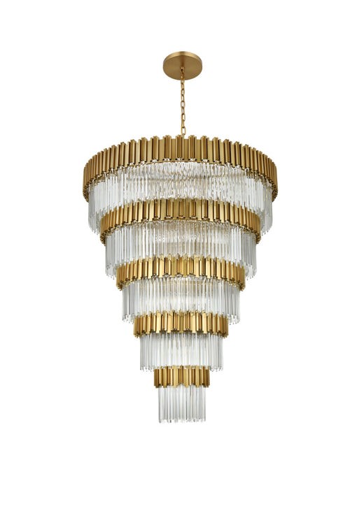 Elegant Lighting Willow 43 Light Pendant D59 Inch H79 Inch L45 Satin Gold in Satin Gold and Clear Finish Model: 3400GR59SG