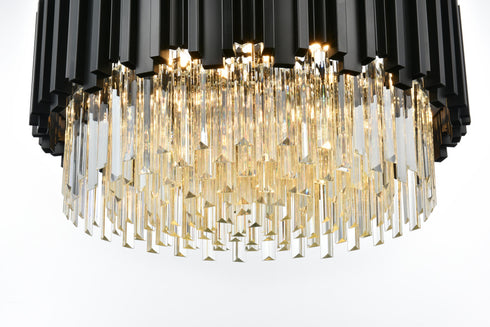 Elegant Lighting Willow 8 Light Pendant D24 Inch H14 Inch L8 Black in Black and Clear Finish Model: 3400D24BK