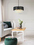 Elegant Lighting Willow 8 Light Pendant D24 Inch H14 Inch L8 Black in Black and Clear Finish Model: 3400D24BK
