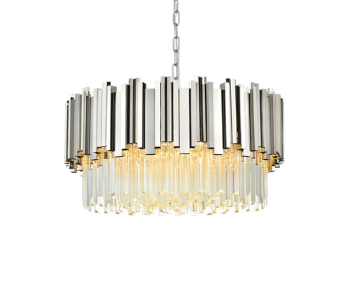 Elegant Lighting Willow 8 Light Pendant D24 Inch H14 Inch L8 Chrome in Chrome and Clear Finish Model: 3400D24C
