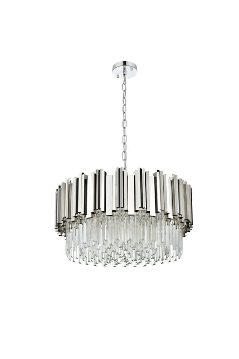 Elegant Lighting Willow 8 Light Pendant D24 Inch H14 Inch L8 Chrome in Chrome and Clear Finish Model: 3400D24C
