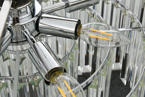 Elegant Lighting Willow 8 Light Pendant D24 Inch H14 Inch L8 Chrome in Chrome and Clear Finish Model: 3400D24C