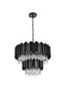 Elegant Lighting Willow 8 Light Pendant D24 Inch H19 Inch L6 Black in Black and Clear Finish Model: 3400G24BK